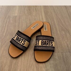 Steve Madden St Barts Black and Tan Sandals